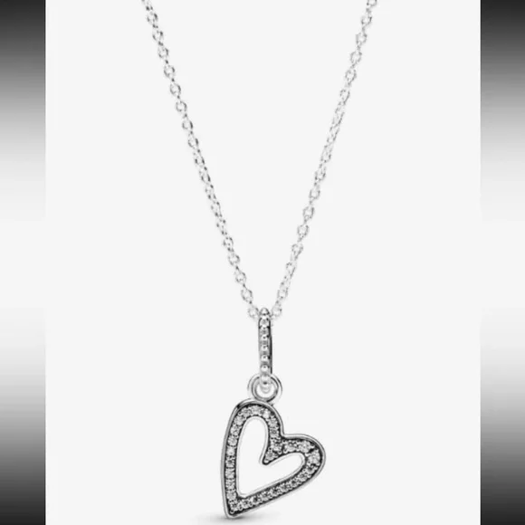 Pandora Sparkling Freehand Heart Pendant Necklace - Picture 4 of 4